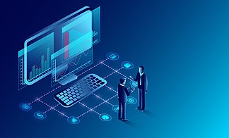 商業(yè)分析、溝通與當代營銷及軟件開發(fā)的融合 卡通矢量插畫的營銷力量